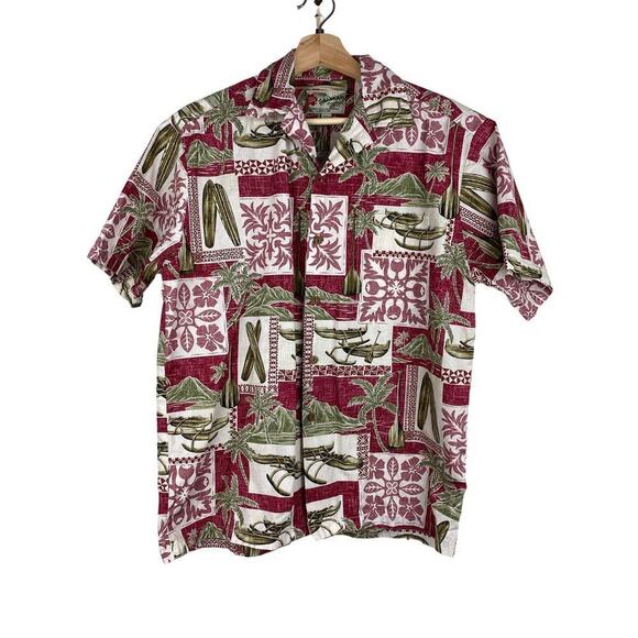 Hilo Hatties The Hawaiian Original Men's S Burgundy Retro Button Up Shirt - Picture 1 of 8